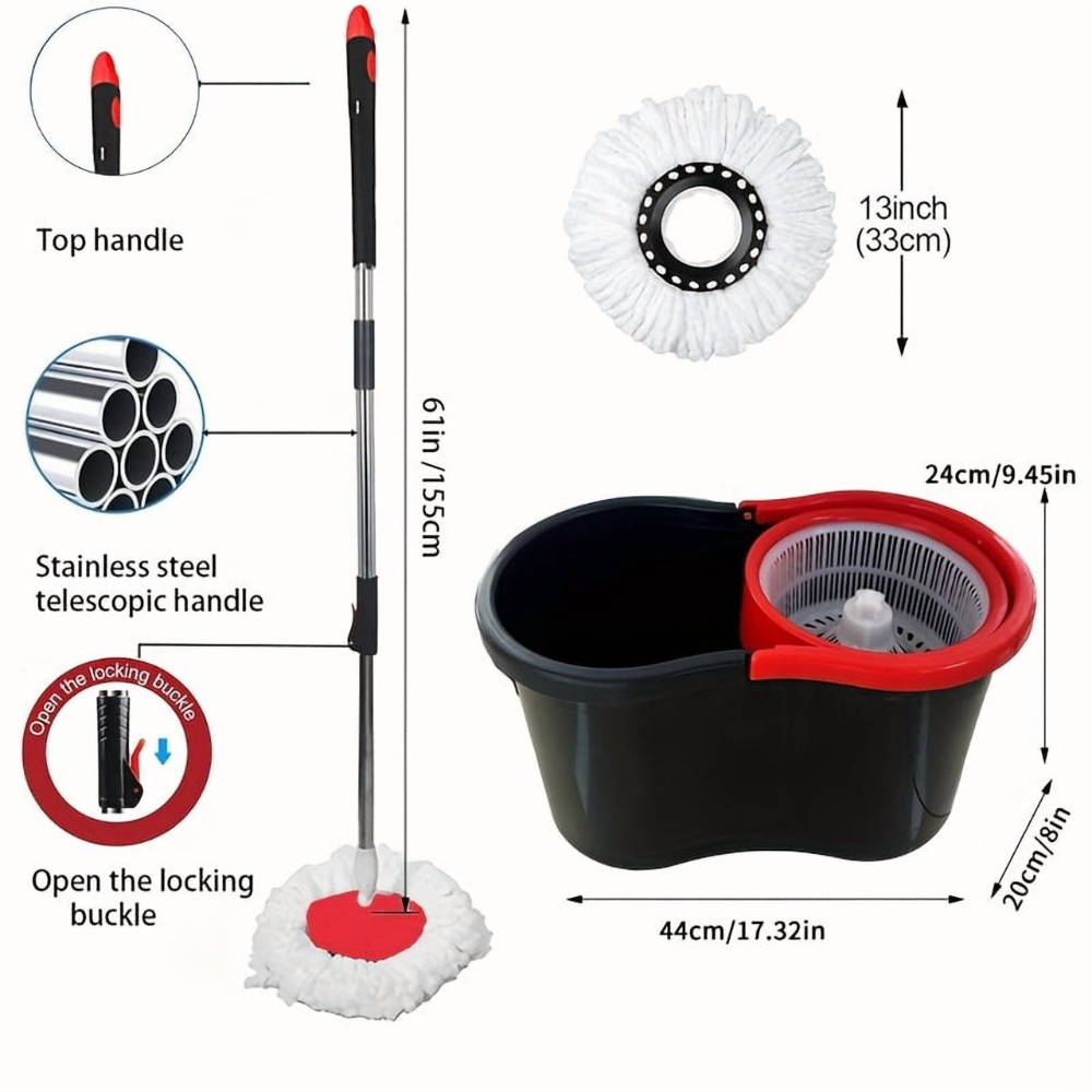 Elefan Spin Mop & Bucket Set with Pedal + 2 Microfiber Refills